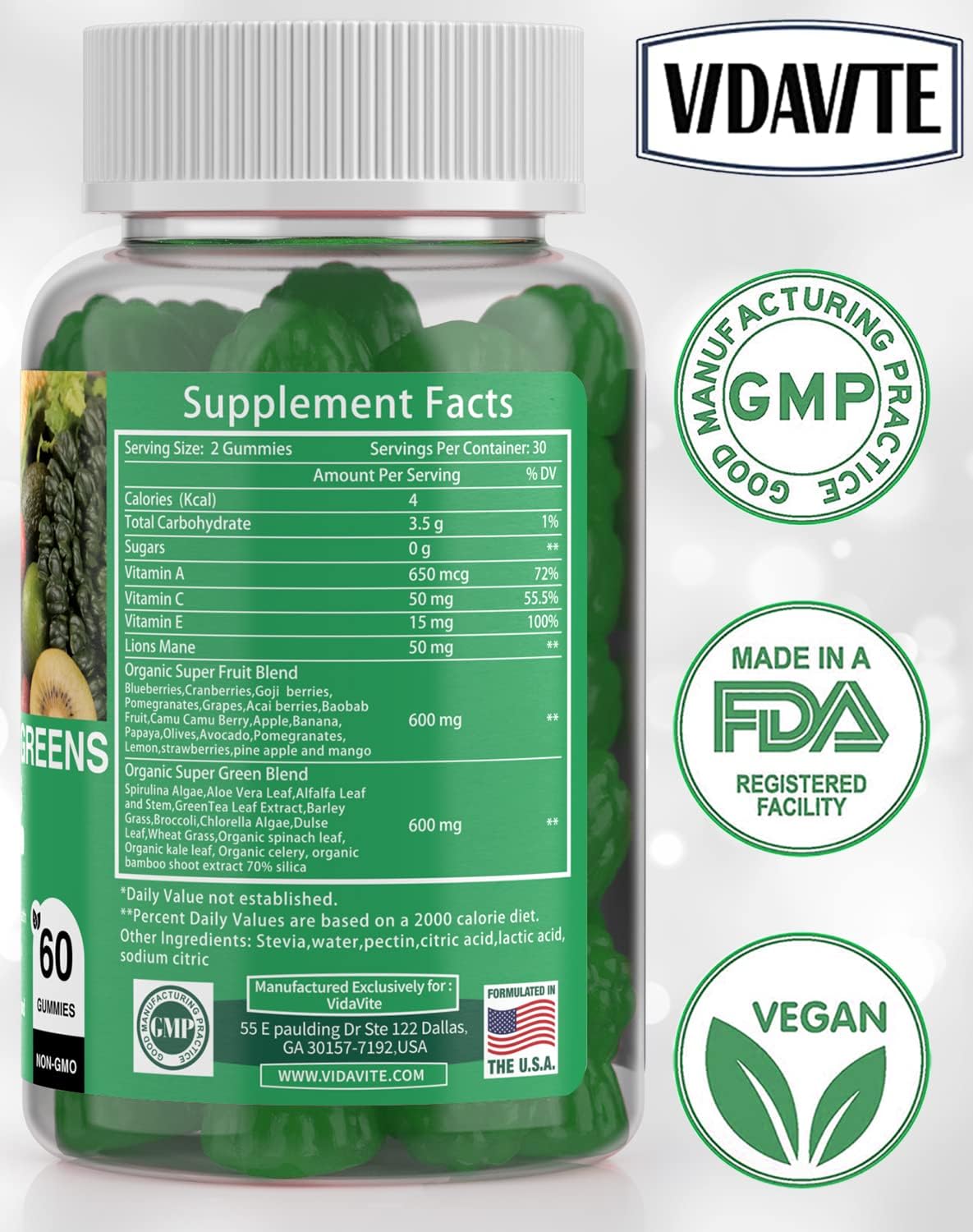 30-Day Supply Liver Cleanse Detox & Repair Gummies with Fruits, Greens, and Veggies