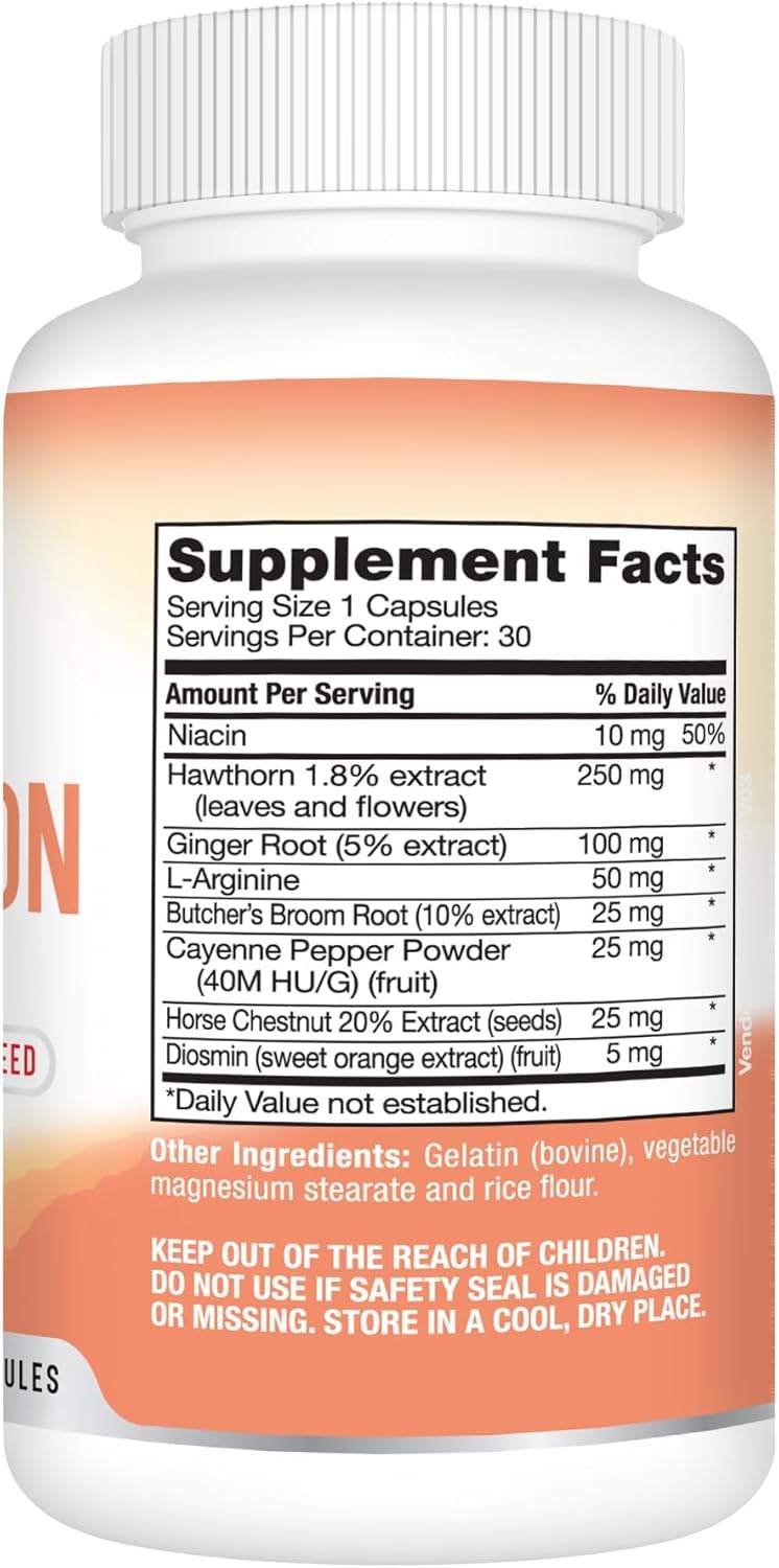 30-Day Supply of Balanced Formula Circulation Supplement for Optimal Circulatory Support - 30 Capsules by Best Earth Naturals