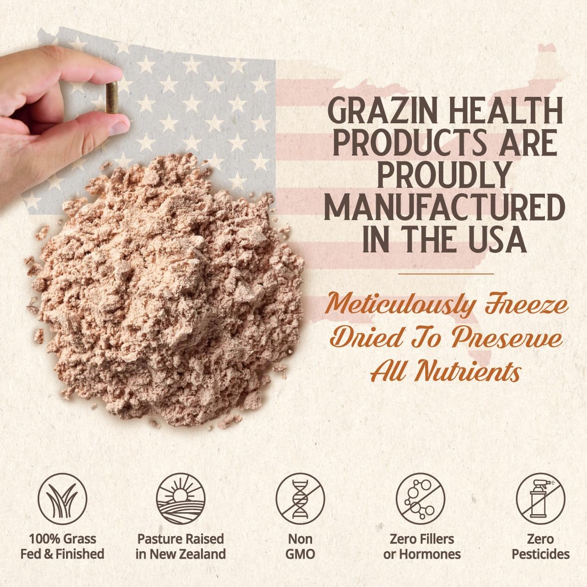 30 Day Supply of GRAZIN HEALTH Grass Fed Bovine Testes Man Power Capsules