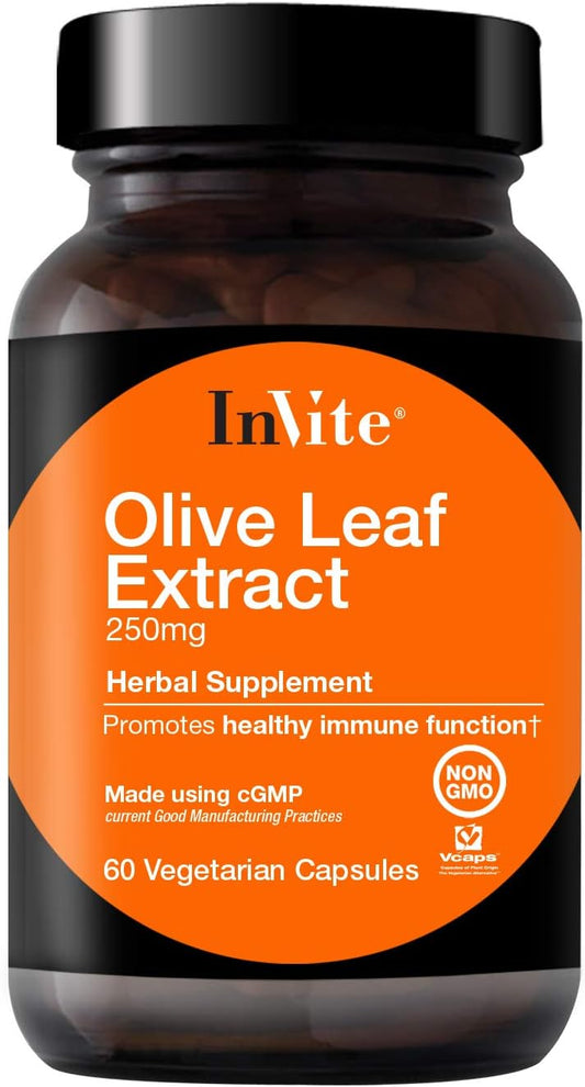 30-Day Supply of Invite Health Olive Leaf Extract Capsules for Immune System Support - 60 Vegetarian Capsules