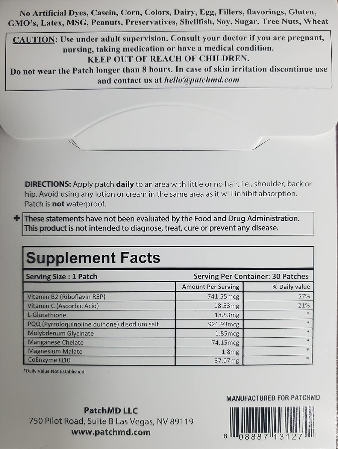 30 Day Supply of PATCHMD Glutathione Plus Topical Patch