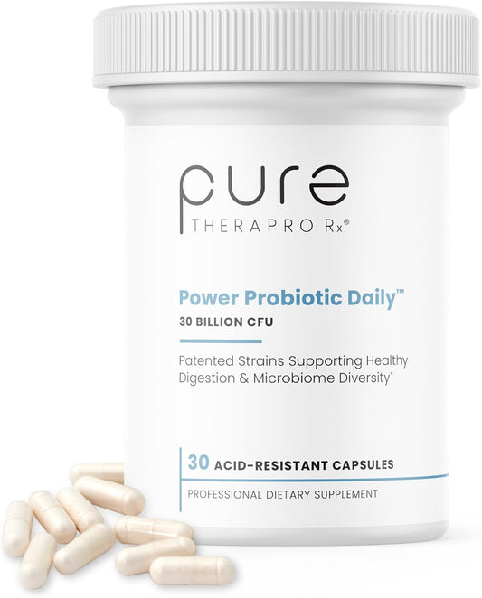 30-Day Supply of Pure TheraPro Rx Power Probiotic Capsules - 30 Billion CFU, 4 Proven Strains, Acid-Resistant, No Refrigeration Needed