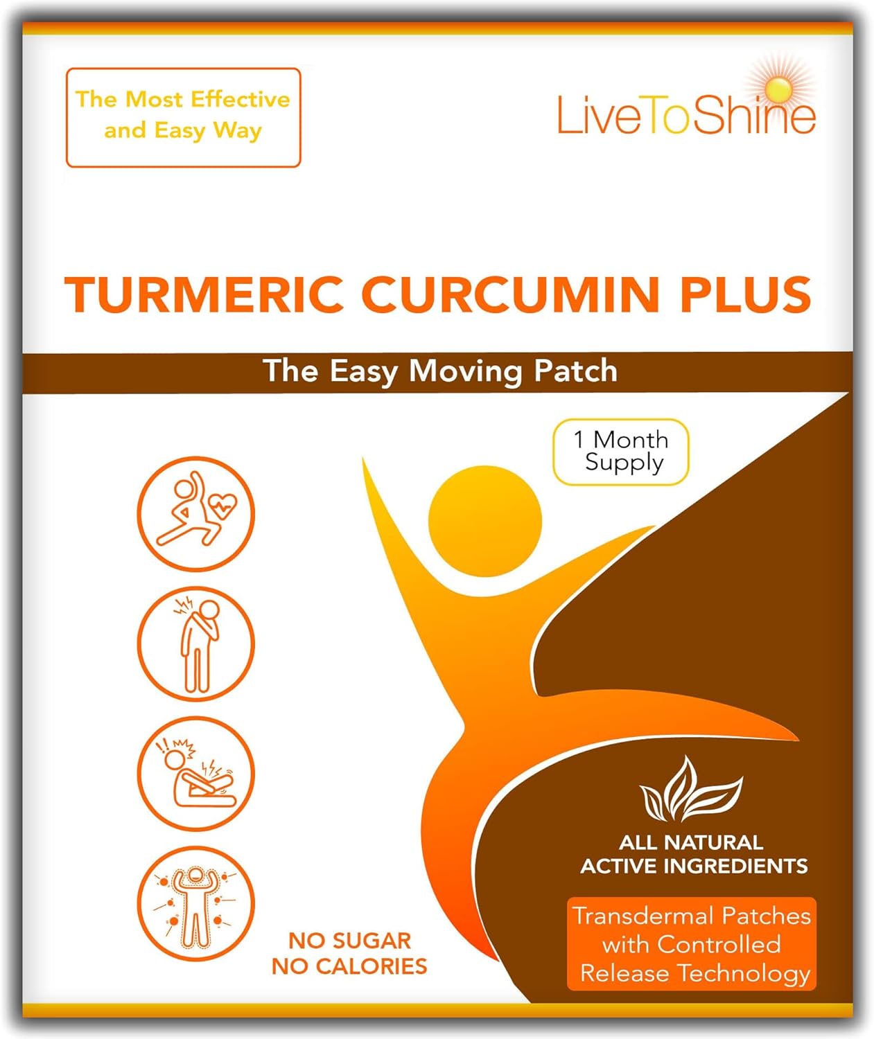 30 Day Supply of USA Made Turmeric Curcumin Topical Patches for Radiant Skin