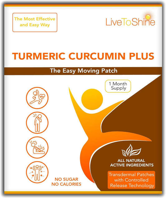 30 Day Supply of USA Made Turmeric Curcumin Topical Patches for Radiant Skin