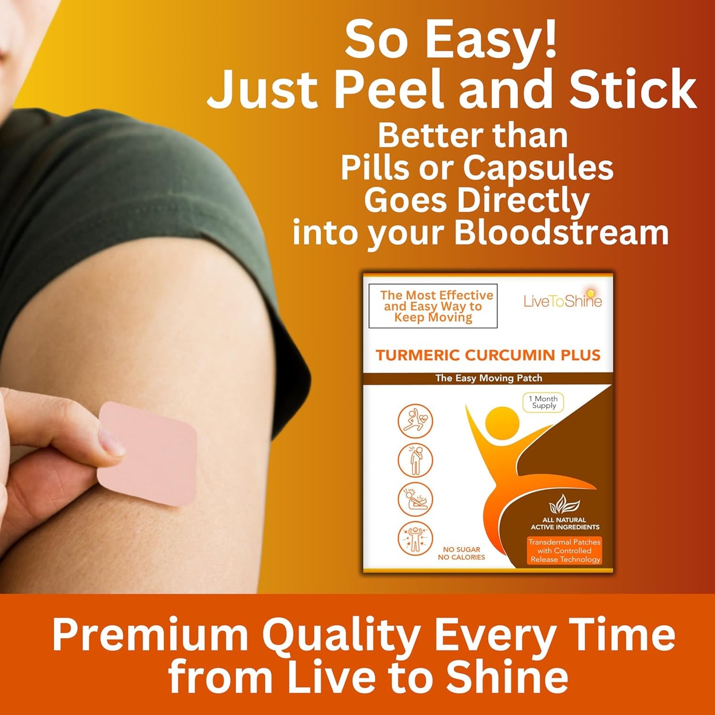 30 Day Supply of USA Made Turmeric Curcumin Topical Patches for Radiant Skin