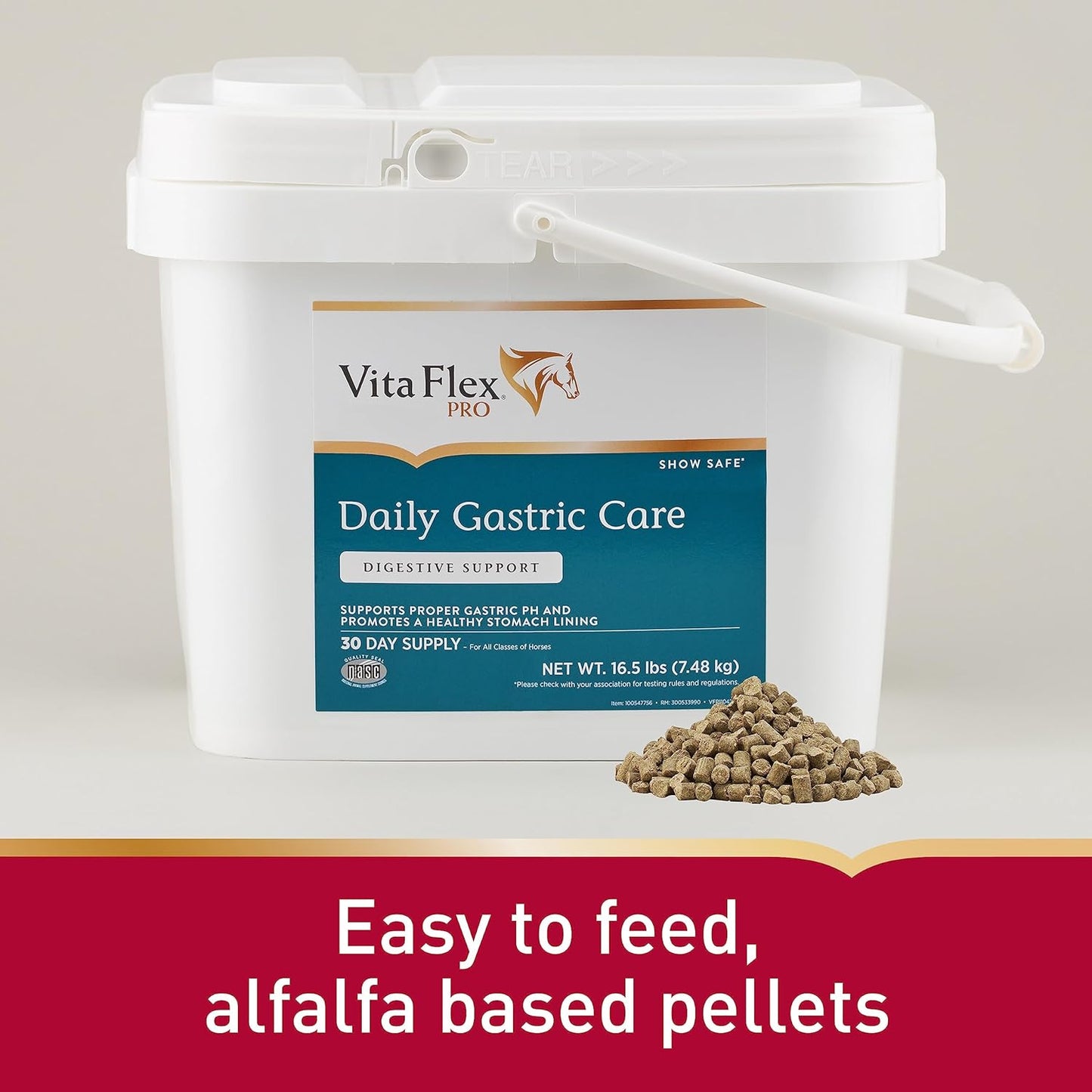 30-Day Supply of Vita Flex Pro Daily Gastric Care Alfalfa-Based Pellets, Show Safe* Formula