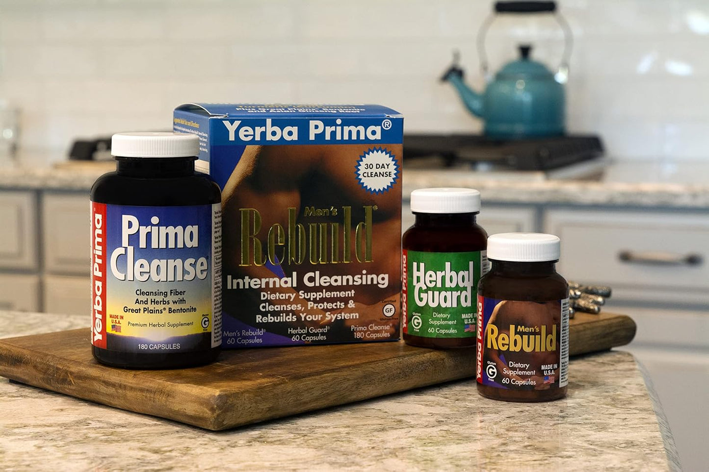 30-Day Yerba Prima Men's Rebuild Cleansing Program with Bentonite Clay & Psyllium for Gentle Whole Body Cleanse & Regularity