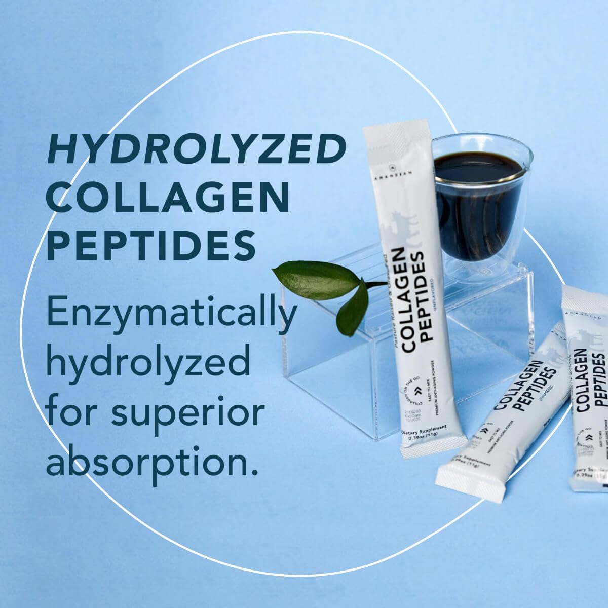 30 Grass-Fed Collagen Peptides Stick Packs for Healthy Gut, Skin, Hair, Nails | Easy Mix Travel-Friendly Protein Powder