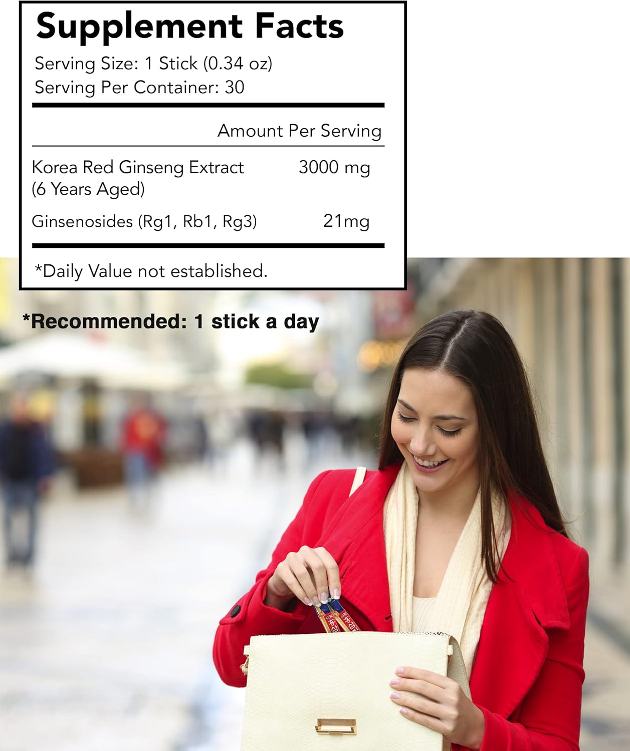 30 ILHWA Premium Korean Red Ginseng Extract Sticks - Boost Immunity with 21mg Ginsenoside per Serving