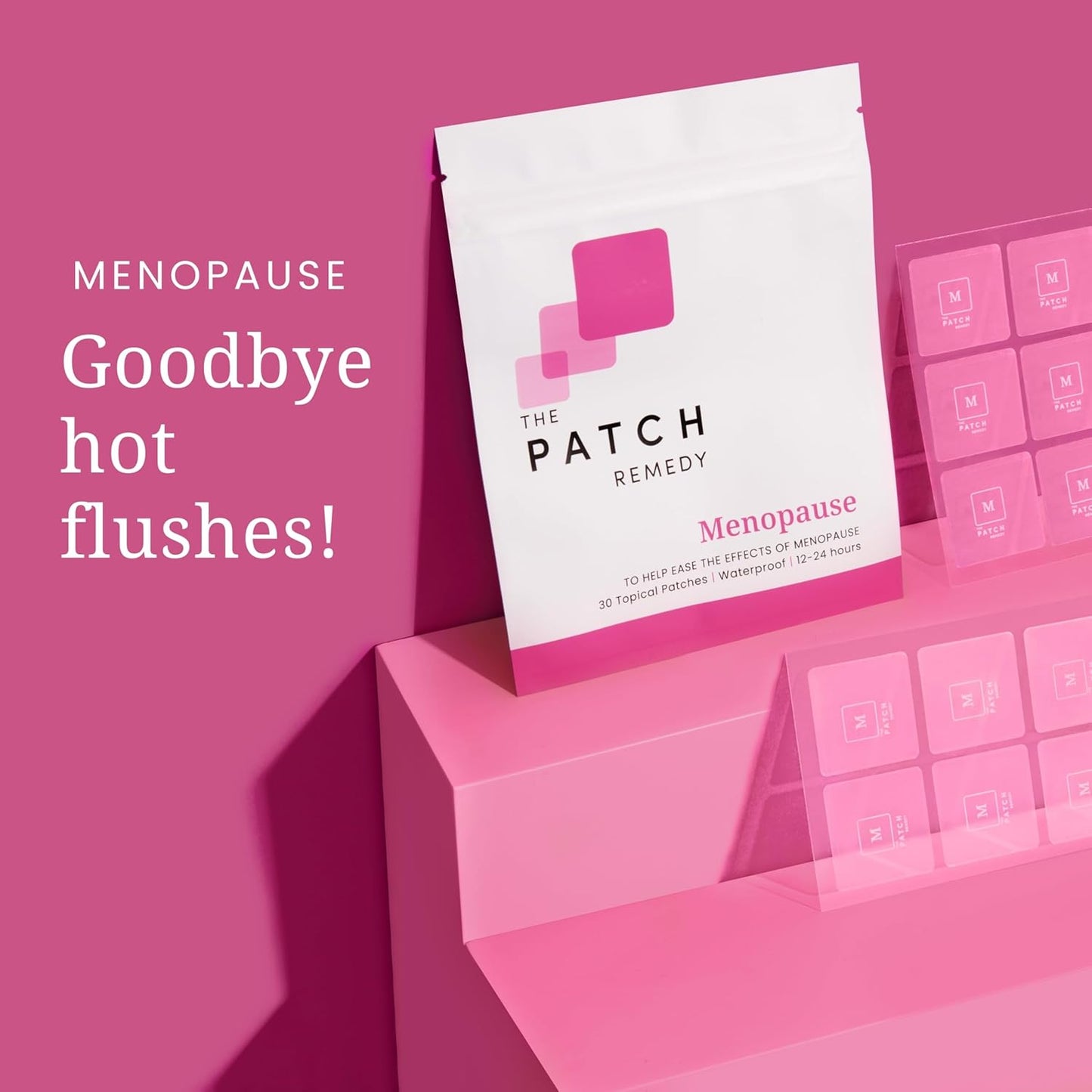 30 Natural Menopause Relief Patches for Women - Hot Flash & Mood Support with Gotu Kola, Damiana, Black Cohosh, Valerian & More
