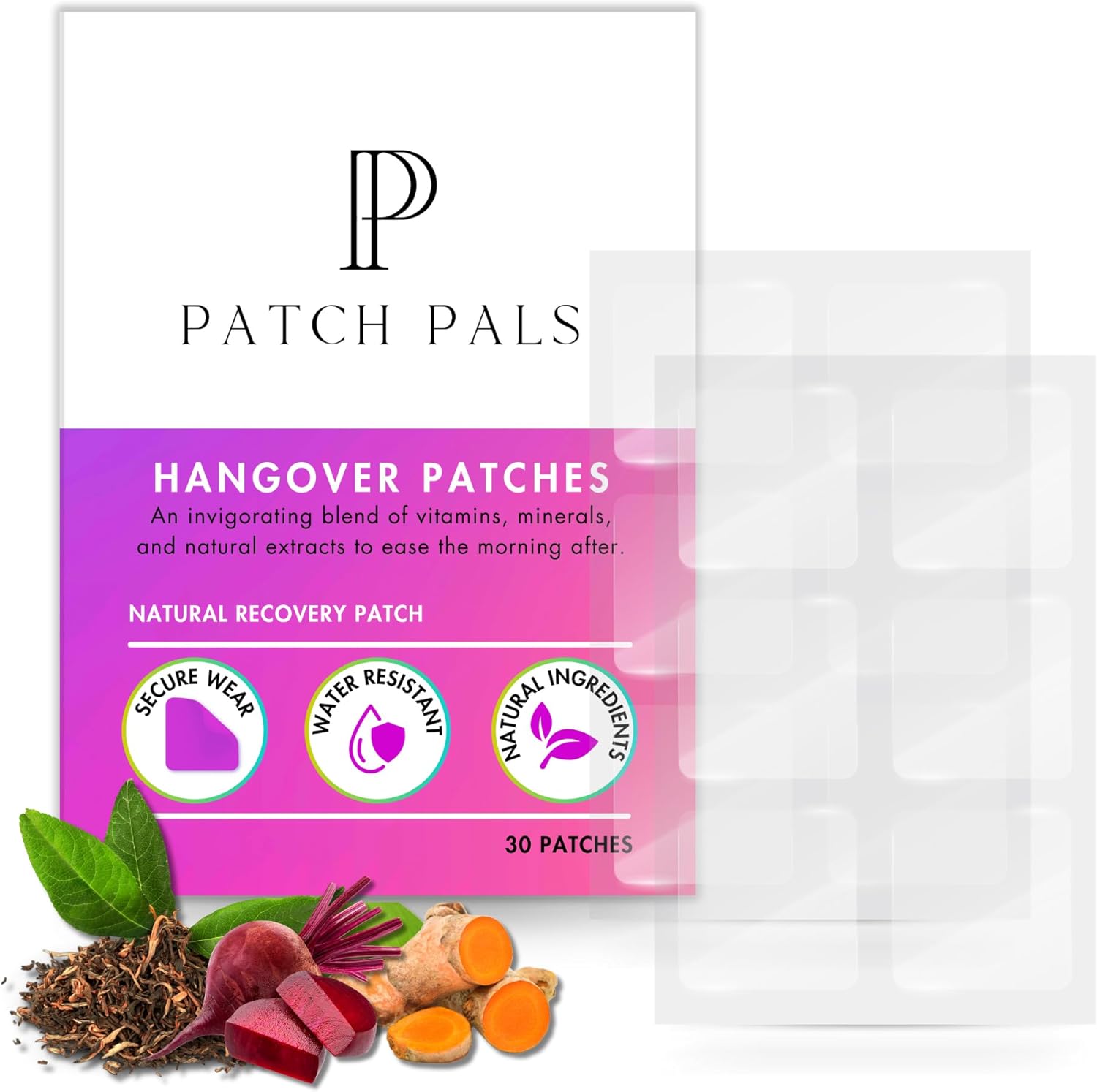 30 Pack of Waterproof Clear Party Hangover Patches - Natural Ingredients - Discreet & Long-Lasting - Boost Energy After Drinking