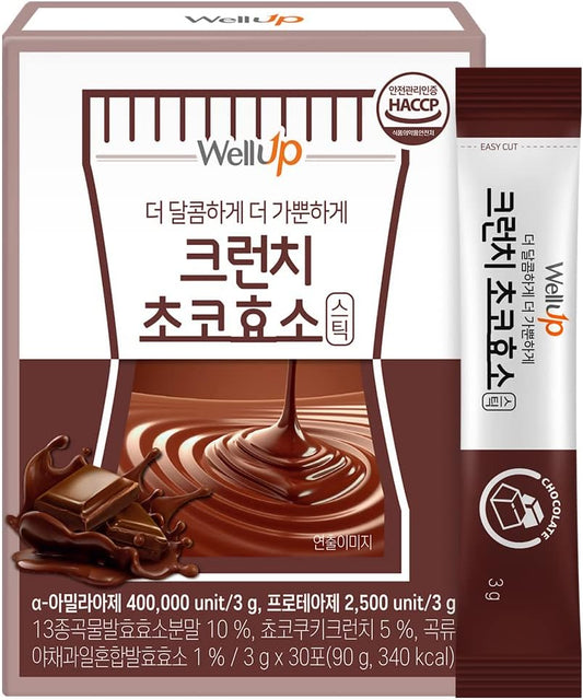 30 Packets of RAWEL Well Up Fermentation Digestive Enzymes in Cruch Choco and Pineapple Flavors