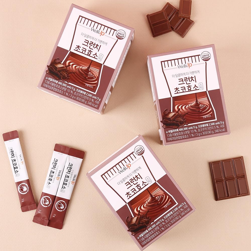 30 Packets of RAWEL Well Up Fermentation Digestive Enzymes in Cruch Choco and Pineapple Flavors