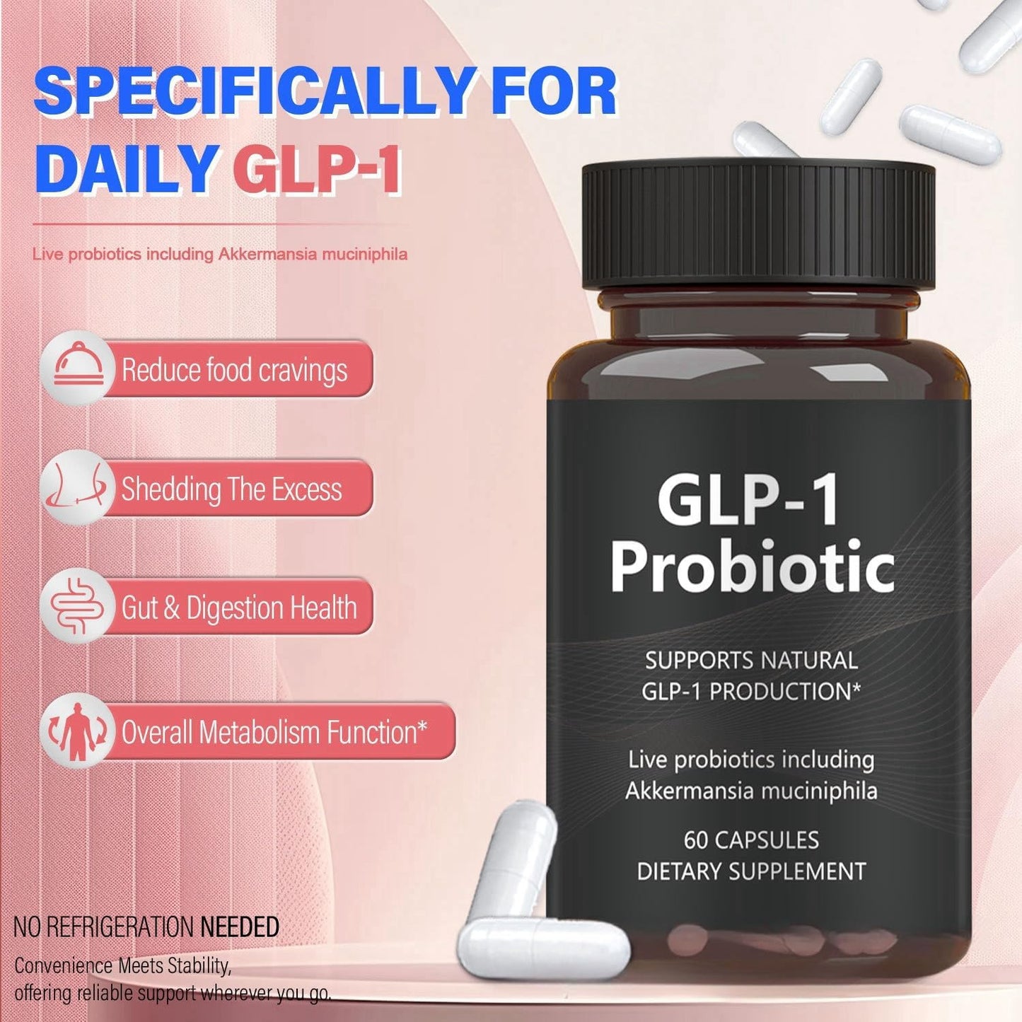 30 PCS G•L•P-1 Probiotic Capsules for Men & Women - Supports Appetite Control & Fullness - Delayed Release Formula (1 Pack)