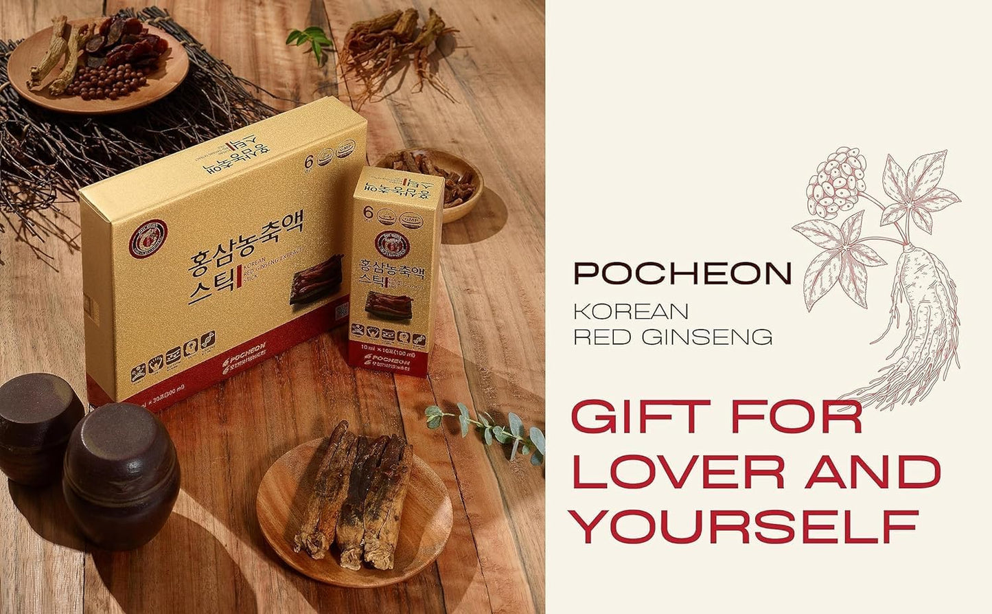 30 Pochon Korean Red Ginseng Extract Sticks - 30% Ginseng Extract - Single Serving Packs - Natural Immune Support