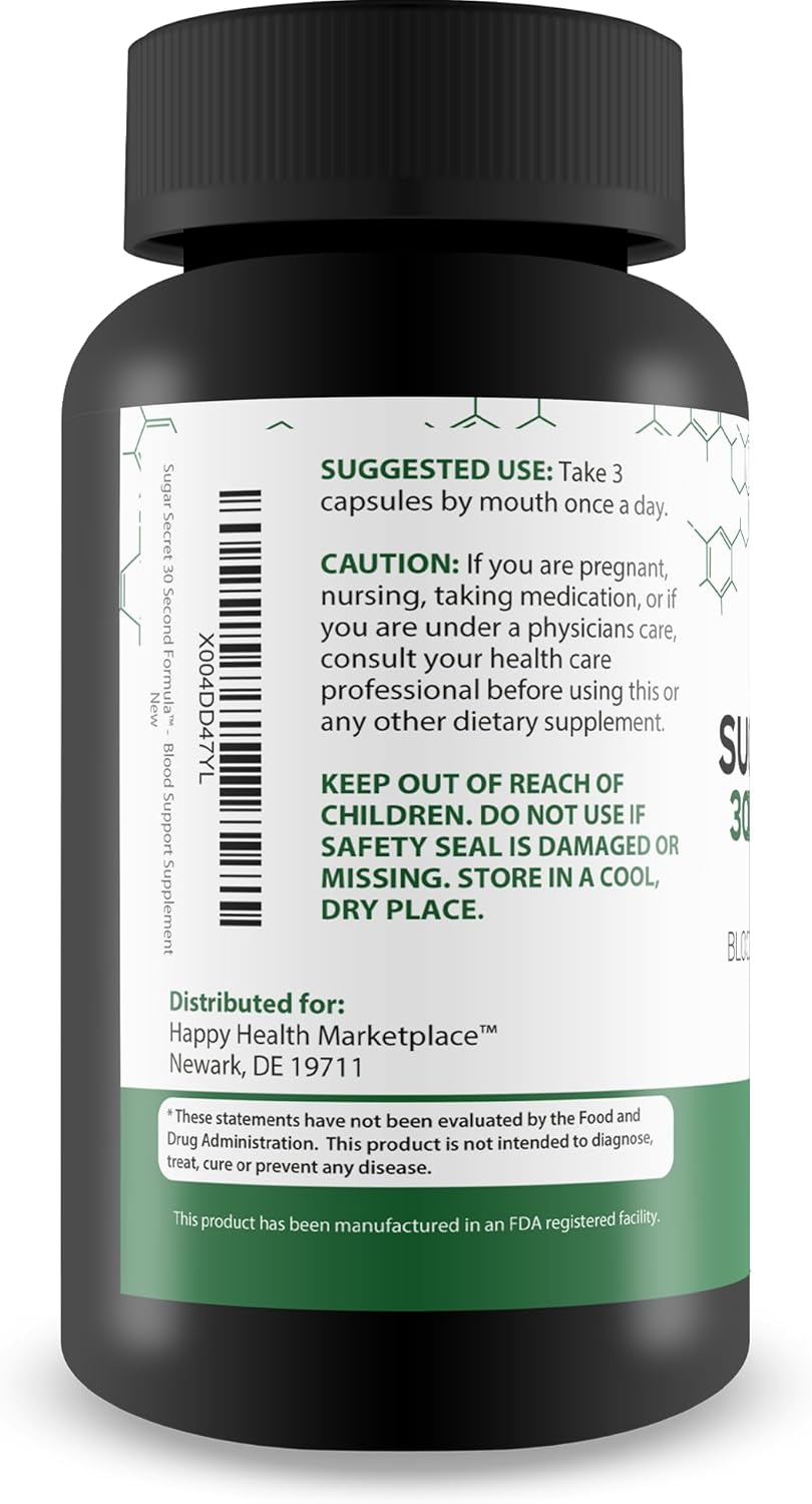 30 Second Sugar Secret Blood Health Supplement - Berberine Support Formula for Balanced Blood Health