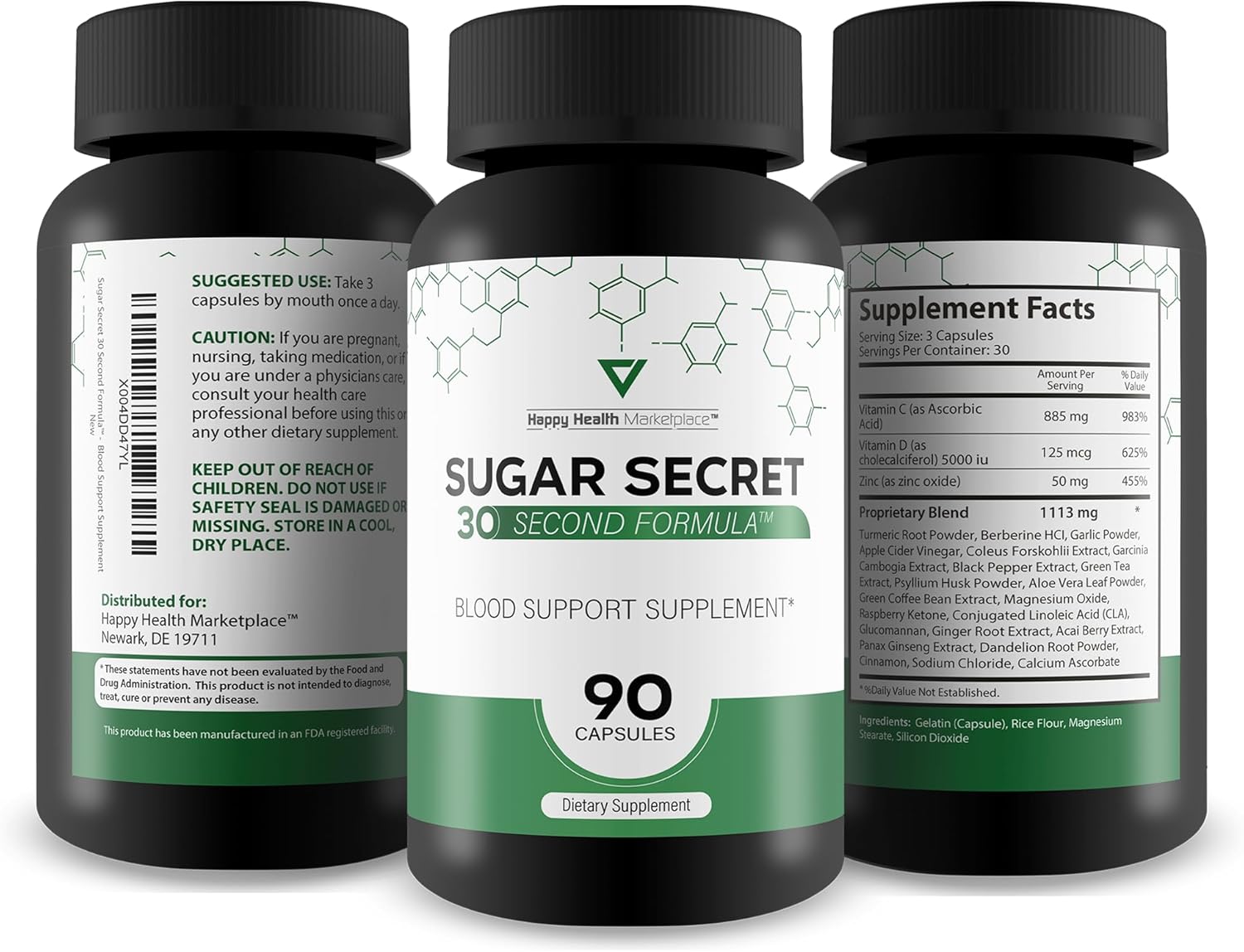 30 Second Sugar Secret Blood Health Supplement - Berberine Support Formula for Balanced Blood Health