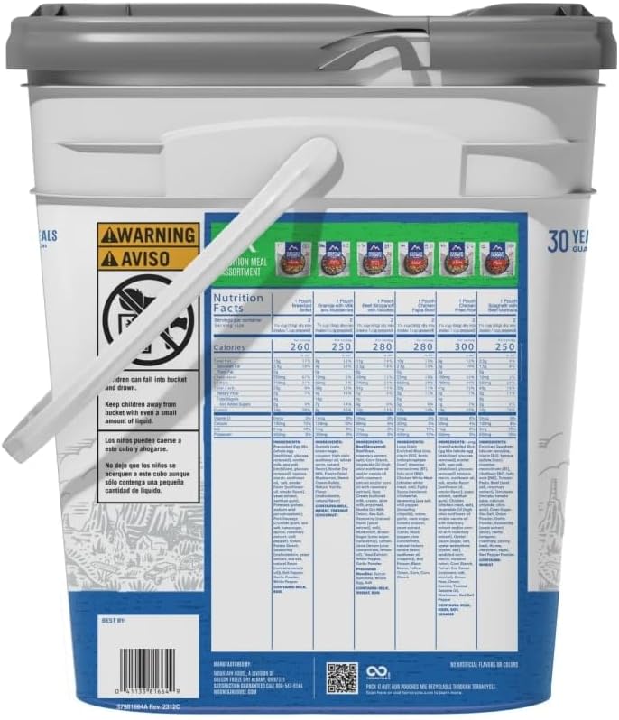 30 Serving Mountain House Expedition Bucket | Freeze Dried Backpacking & Camping Food | Classic Bucket