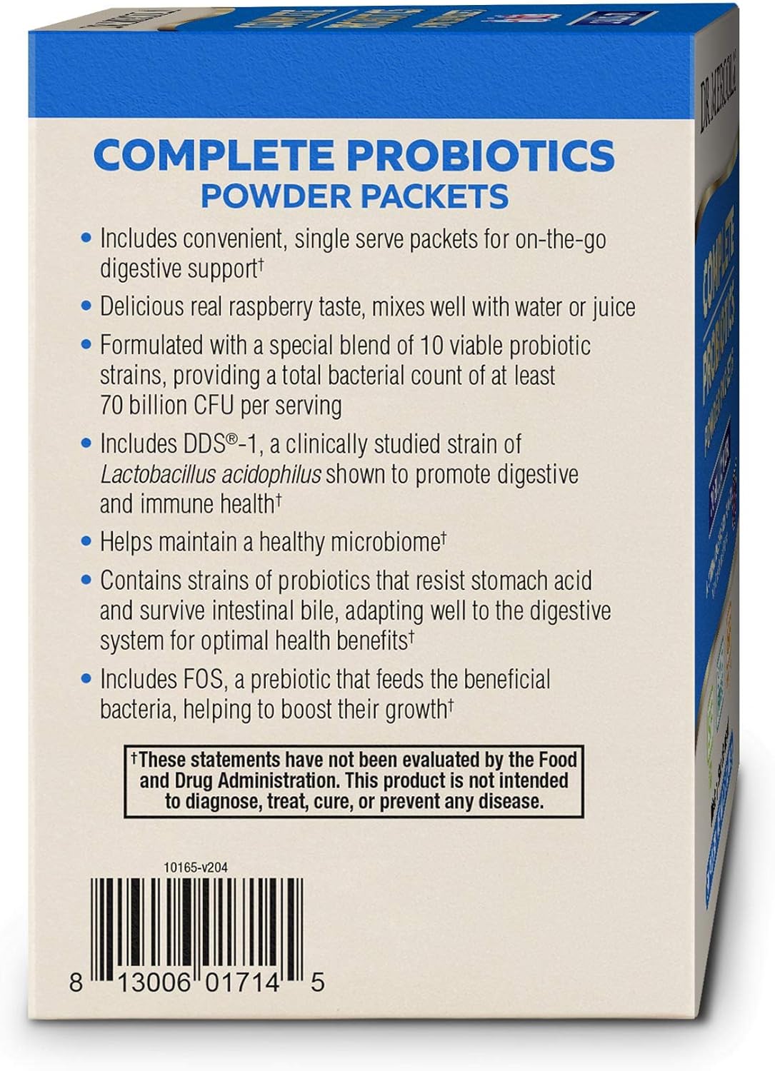 30 Servings Dr. Mercola Complete Probiotics Powder Packets - 70 Billion CFU, Natural Raspberry Flavor - Digestive & Immune Support