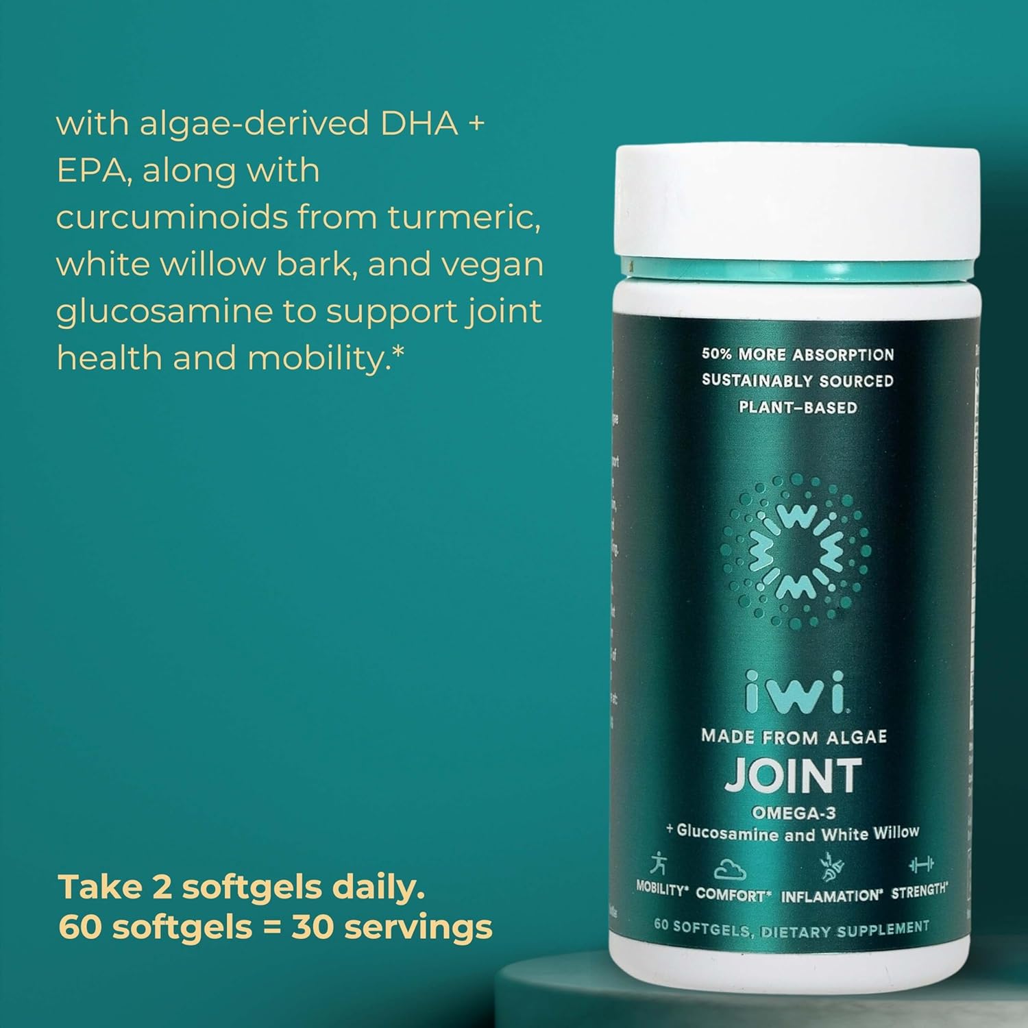 30 Servings iwi Life Vegikrill & Joint Omega-3 Bundle - Vegan Algae Omega-3, Fish Oil Alternative, No Fishy Aftertaste