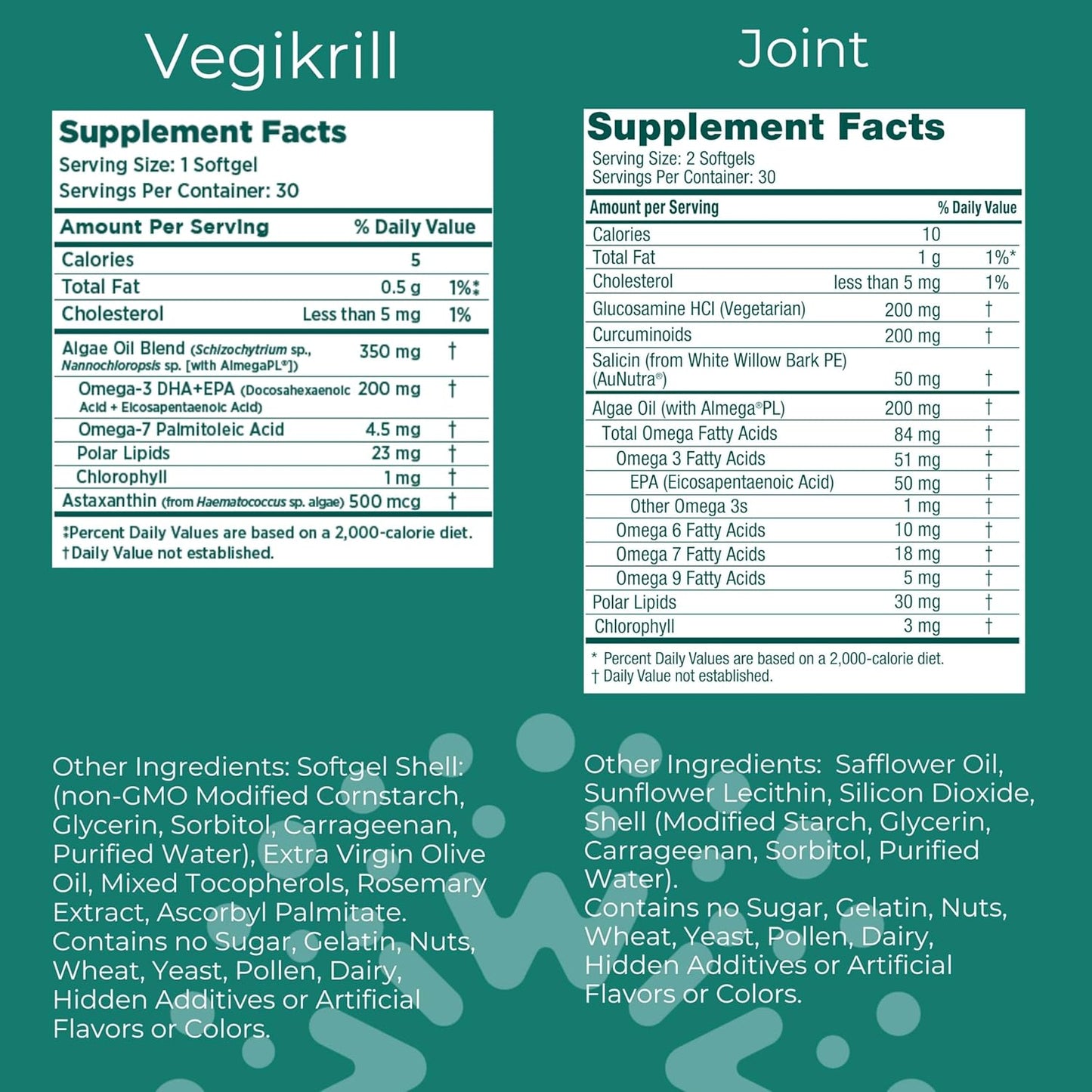 30 Servings iwi Life Vegikrill & Joint Omega-3 Bundle - Vegan Algae Omega-3, Fish Oil Alternative, No Fishy Aftertaste