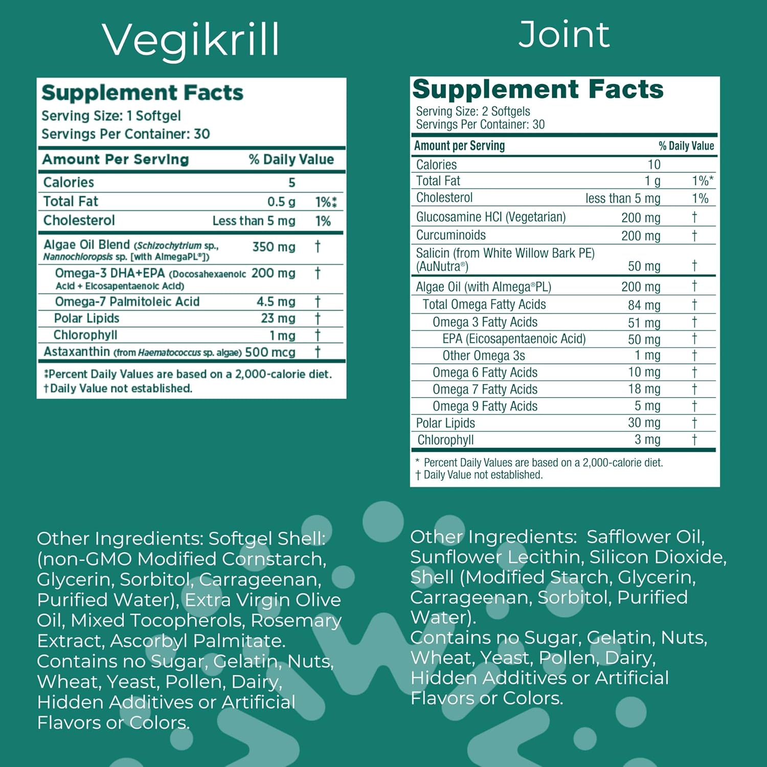 30 Servings iwi Life Vegikrill & Joint Omega-3 Bundle - Vegan Algae Omega-3, Fish Oil Alternative, No Fishy Aftertaste