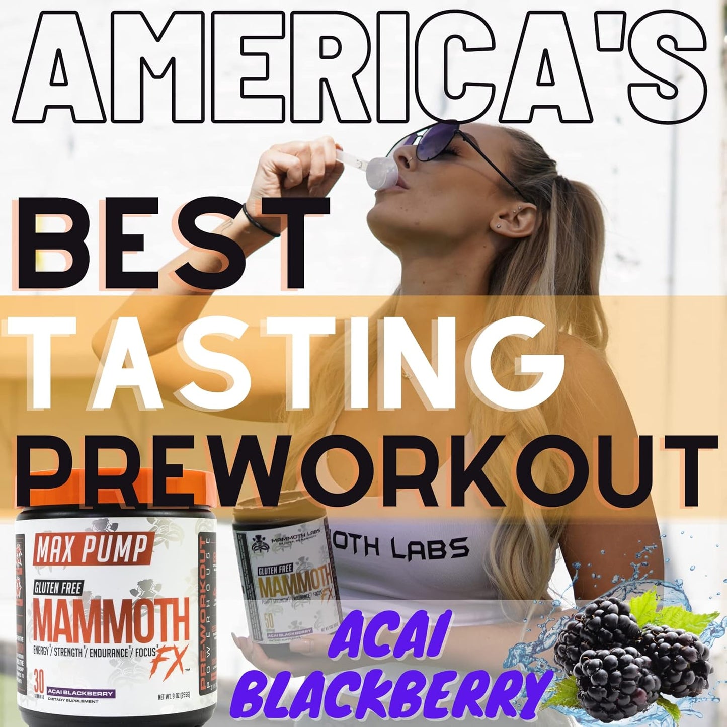 30 Servings Mammoth Labs Pump Pre Workout - Explosive Energy & Focus with Nitric Oxide Boosters for Muscle Building & Endurance - Sugar Free Gluten Free Energy Supplement for Men & Women