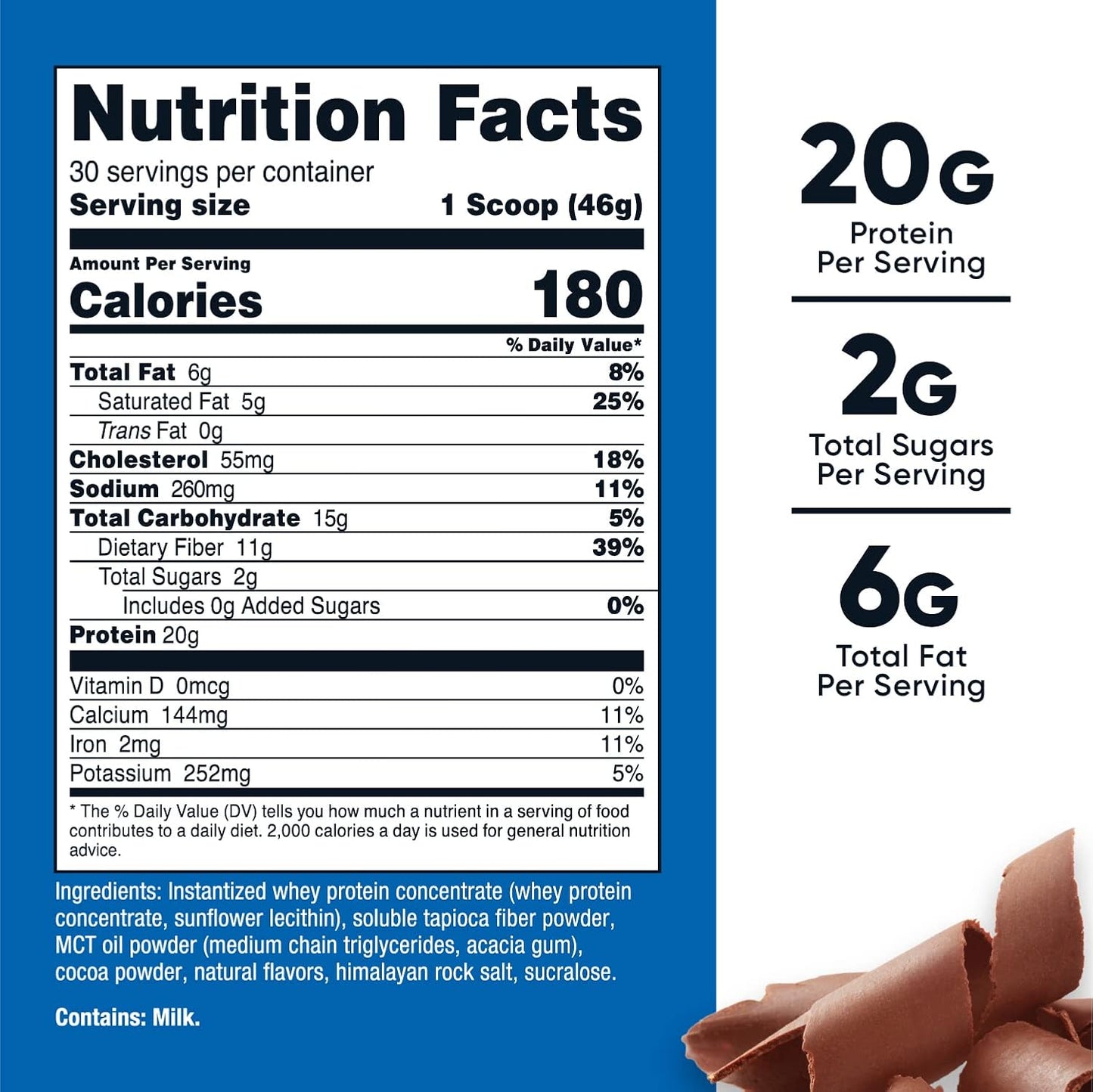 30 Servings of Chocolate Meal Replacement Shake Powder - Protein Rich, Non-GMO, Gluten-Free by Nutricost