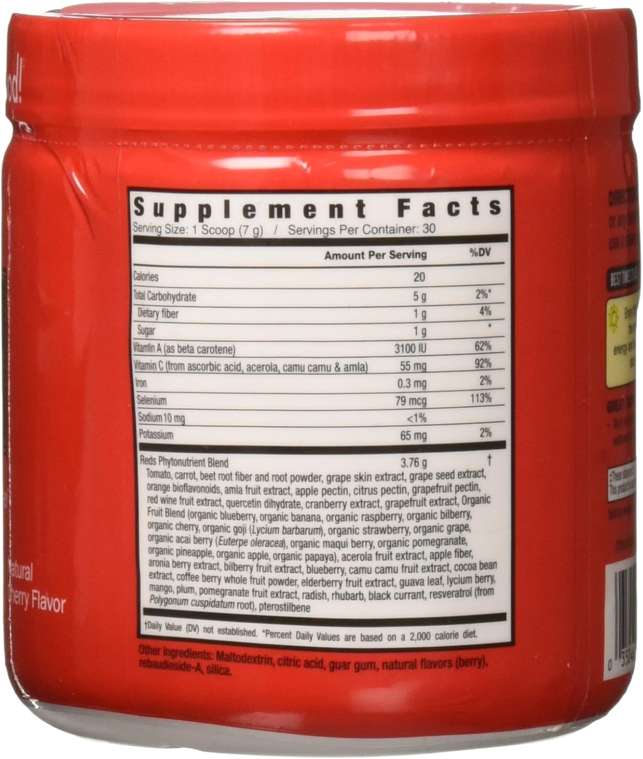 30 Servings of Garden Greens Super Reds Energizing Polyphenol Superfoods Antioxidant Powder Drink Mix - 7.4 Ounce