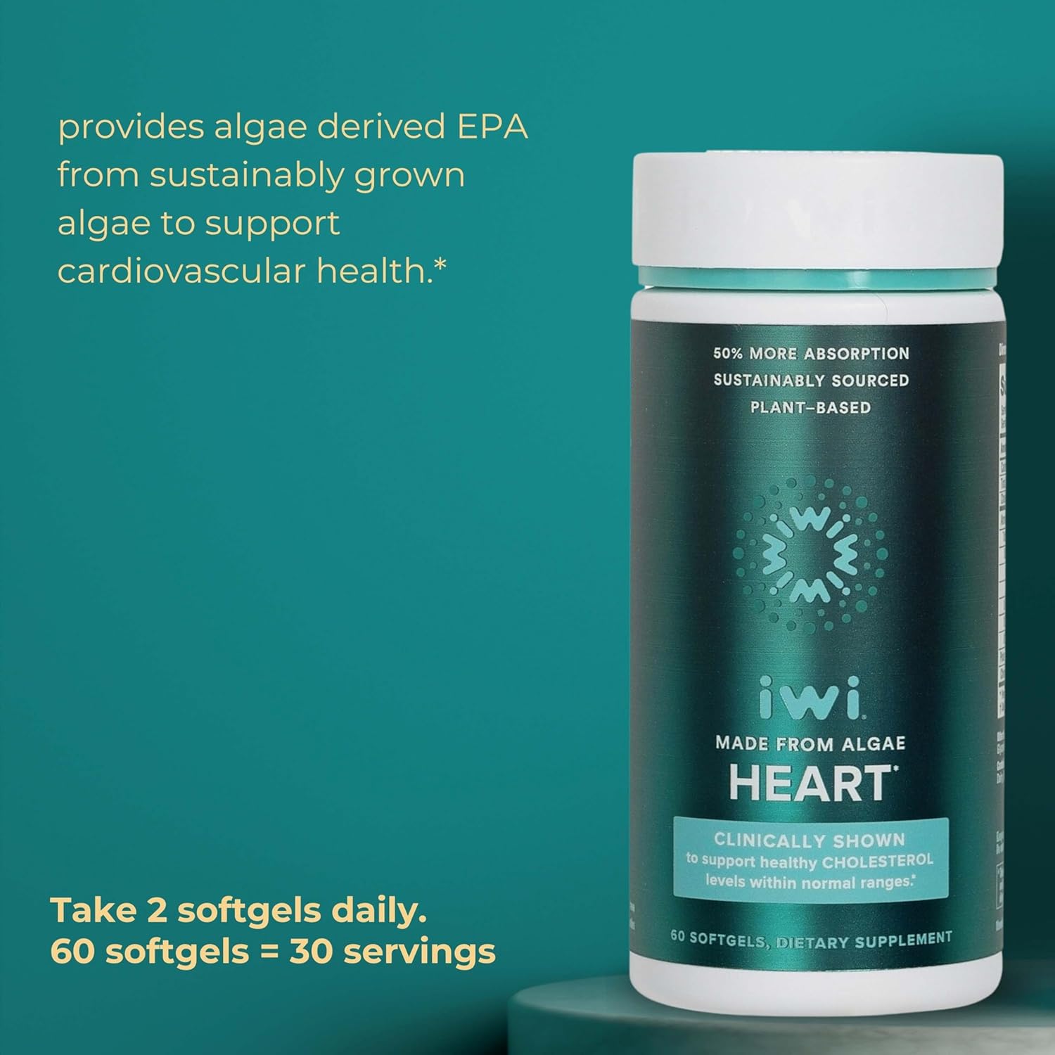 30 Servings of iwi Omega-3 Sport & Heart Bundle - Vegan Algae Omega-3, Krill & Fish Oil Alternative, No Fishy Aftertaste