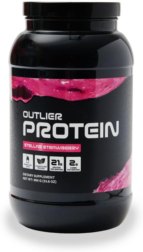 30 Servings of Outlier Plant-Based Clear Pea Protein Powder - Strawberry Flavored Protein Juice for Vegetarians & Vegans. Gluten, Sugar, Dairy, and Soy Free, Easy to Digest.
