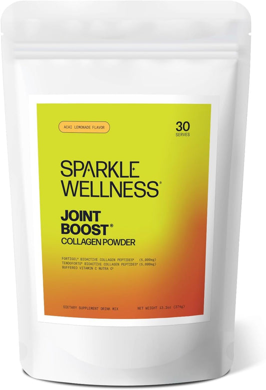 30 Servings of Sparkle Collagen Wellness Joint Boost Supplement Powder - Acai Lemonade Flavor with FORTIGEL & TENDOFORTE Peptides for Joint Mobility & Vitamin C Support