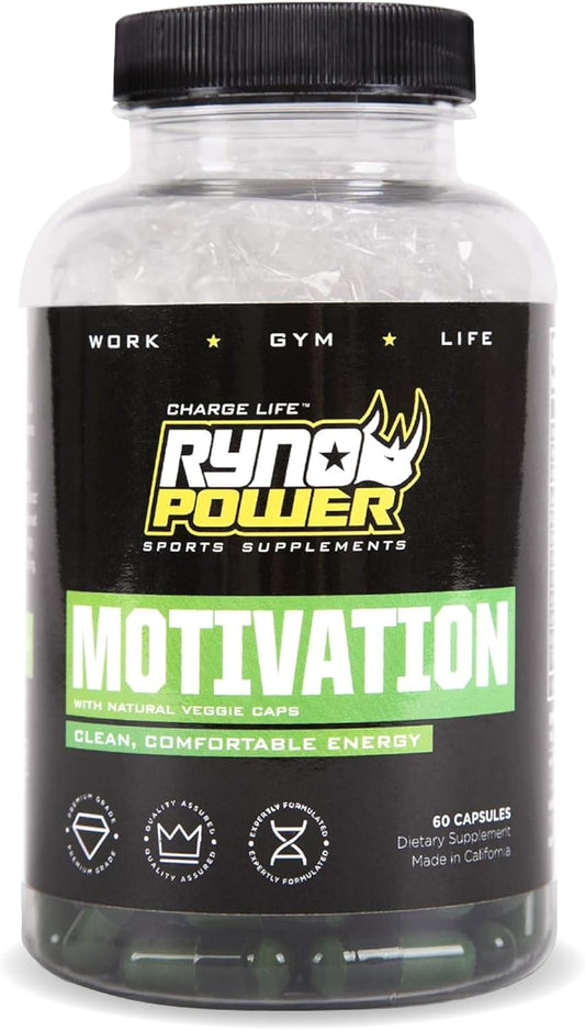 30 Servings Ryno Power Motivation Capsules for Pre-Workout Focus and Energy Boost