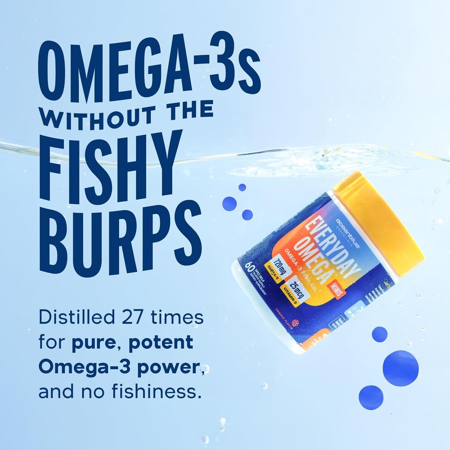 30 Softgel Oceanblue Essentials Everyday Omega 3 with 720mg Fish Oil + 25mcg Vitamin D3