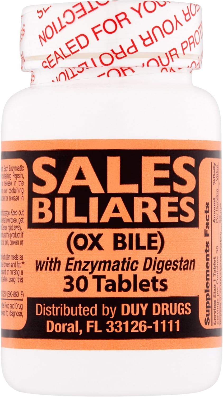 30 Tablets of Duy Drugs Biliares (OX Bile) for Sale - Boost Digestion and Liver Health