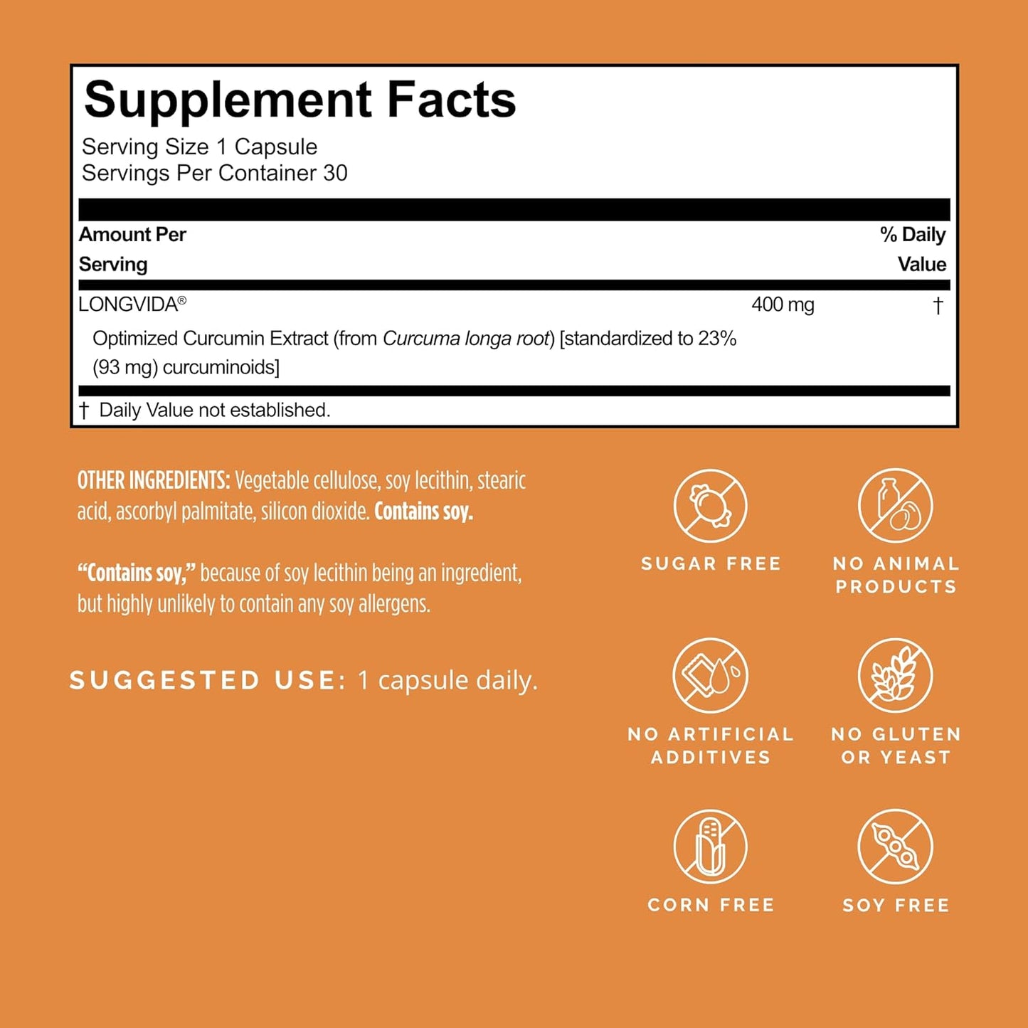 30 Vegan Capsules of BRAINMD Brain Curcumins with Longvida Curcumin - Gluten Free and 30 Servings