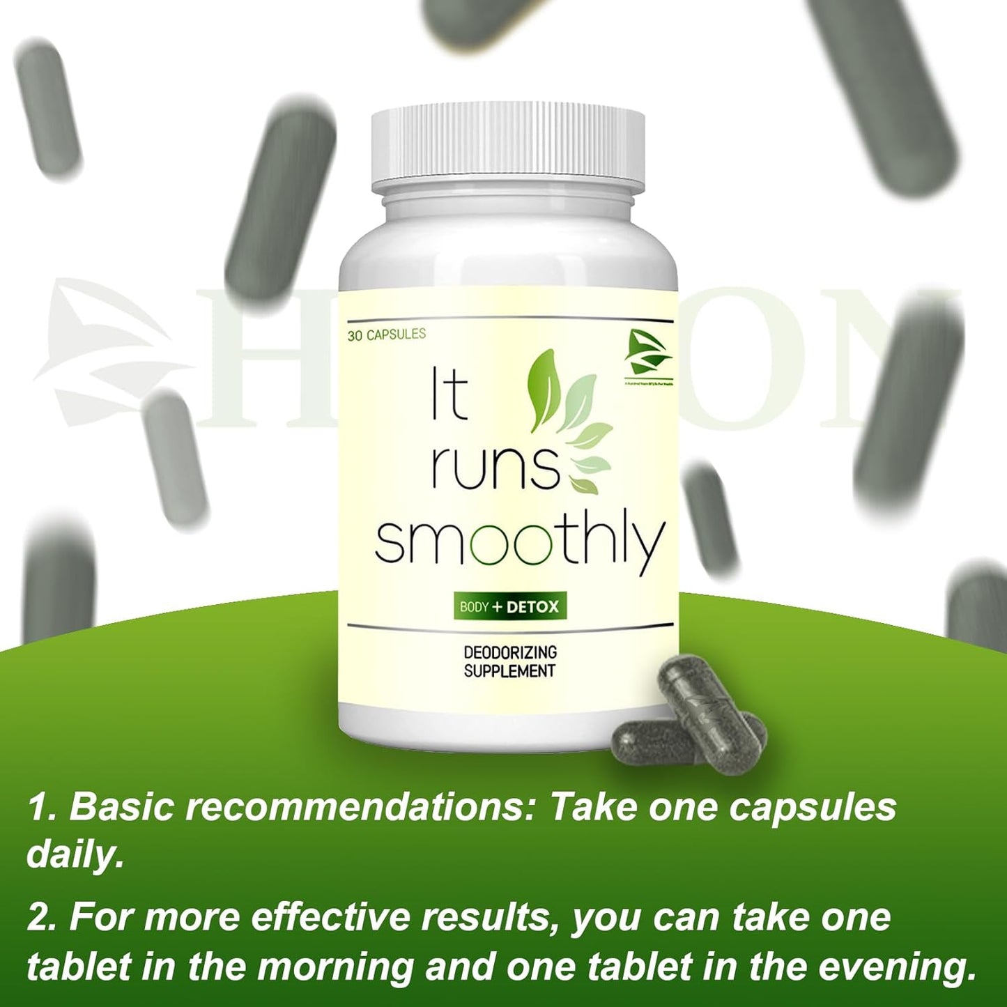 30 Vegan Chlorophyll Capsules for Body Deodorizing and Freshness, Internal Deodorant Supplement for Gut Health and Digestion Support