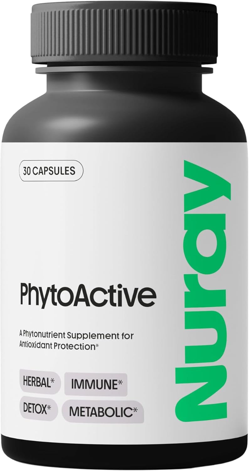 30 Vegetarian Capsules Nuray PhytoActive Dietary Supplement with Broccoli Sprout Powder, Herbal Extracts for Immune Support, Metabolism, and Detox - GN-PhytoActive Gluten-Free Formula