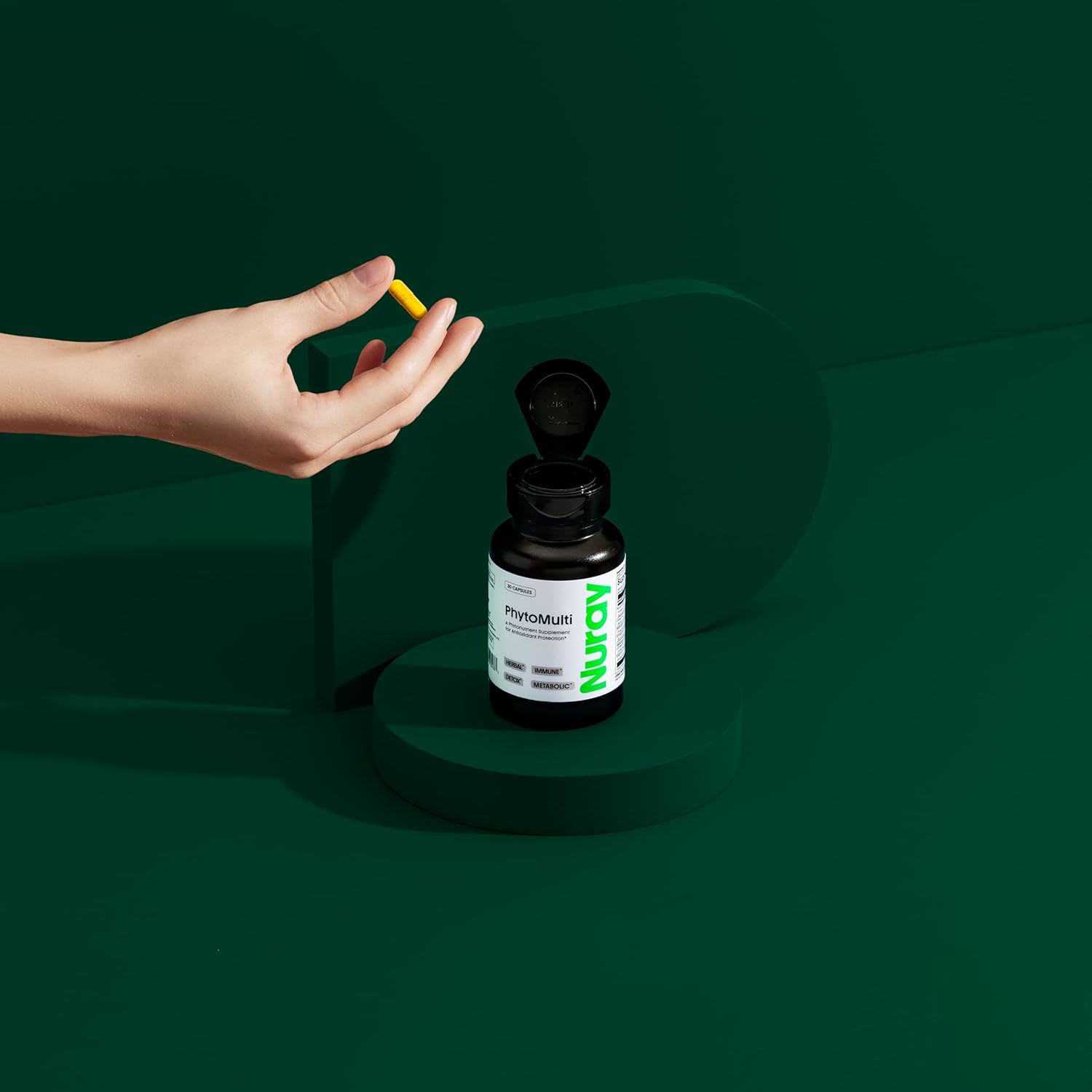 30 Vegetarian Capsules Nuray PhytoActive Dietary Supplement with Broccoli Sprout Powder, Herbal Extracts for Immune Support, Metabolism, and Detox - GN-PhytoActive Gluten-Free Formula