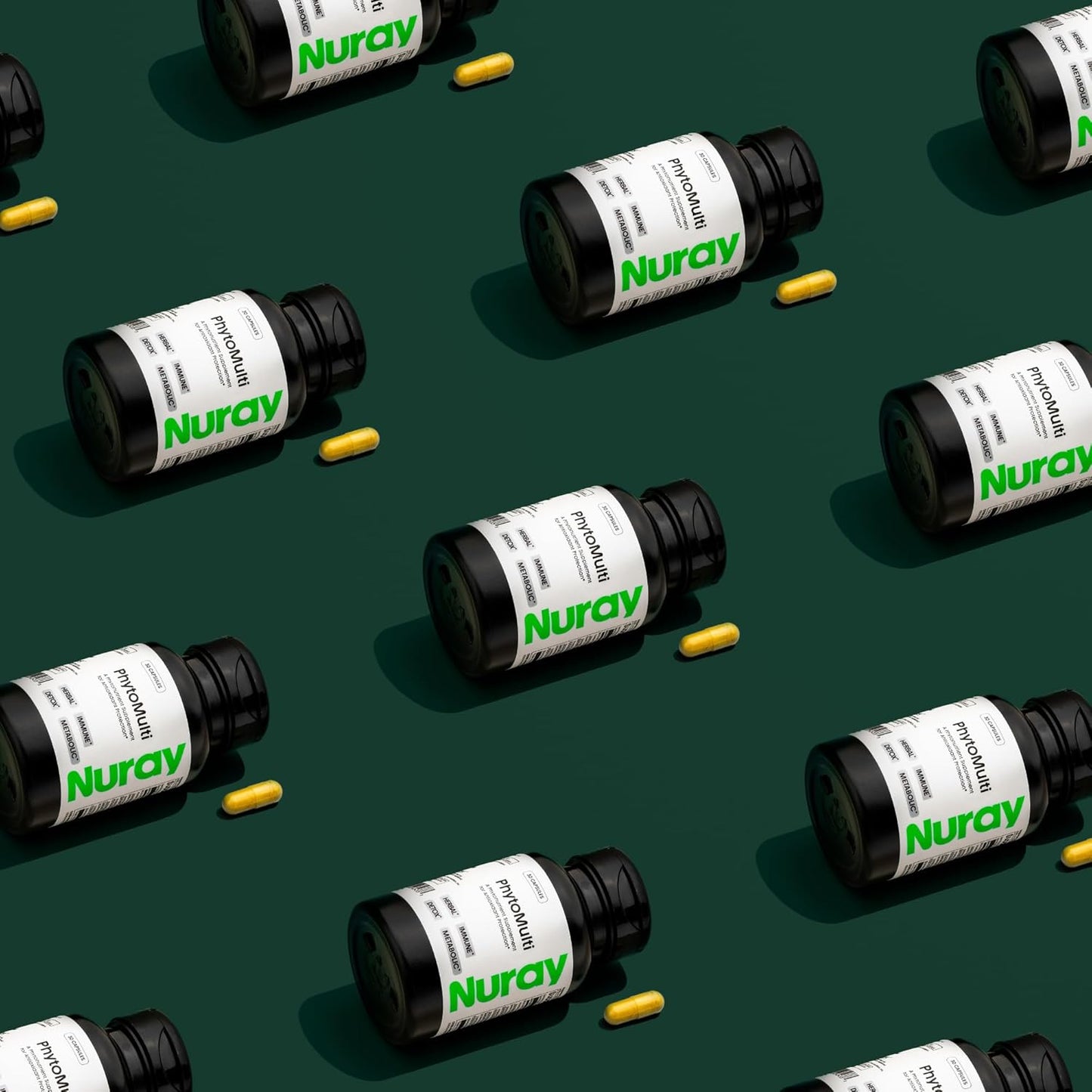 30 Vegetarian Capsules Nuray PhytoActive Dietary Supplement with Broccoli Sprout Powder, Herbal Extracts for Immune Support, Metabolism, and Detox - GN-PhytoActive Gluten-Free Formula