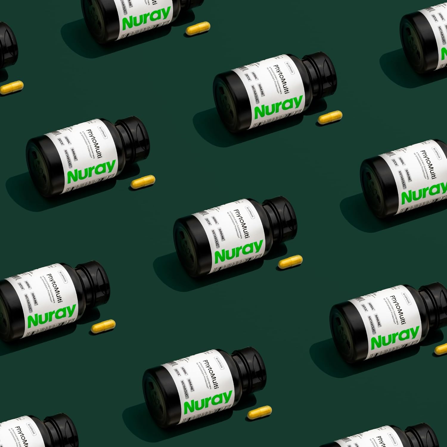 30 Vegetarian Capsules Nuray PhytoActive Dietary Supplement with Broccoli Sprout Powder, Herbal Extracts for Immune Support, Metabolism, and Detox - GN-PhytoActive Gluten-Free Formula