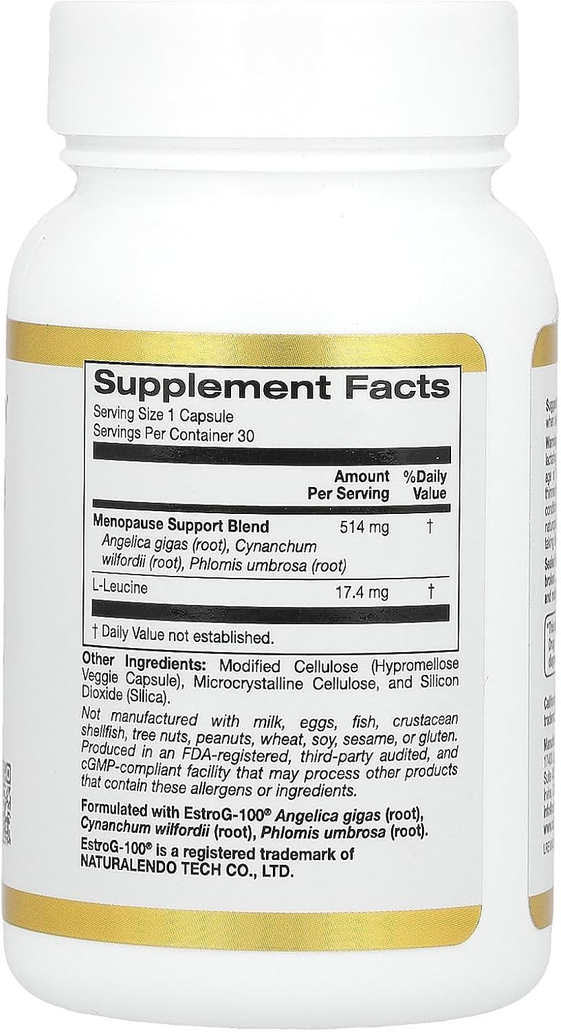 30 Veggie Capsules of California Gold Nutrition Menopause Support Formula