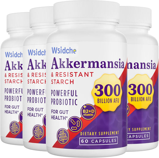 300 Billion AFU Akkermansia Muciniphila Probiotic Supplement for Men & Women - Supports Gut, Digestive, and Immune Health - 240 Capsules