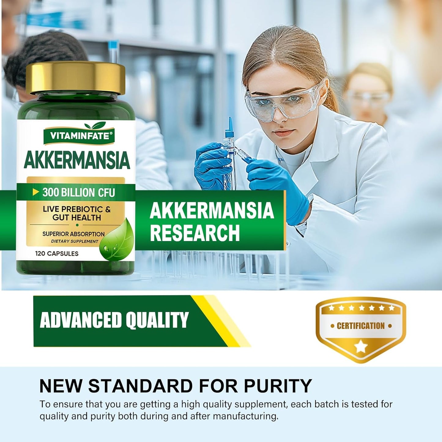300 Billion AFU Akkermansia Muciniphila Probiotic Capsules - Supports GLP-1 Production, Digestive & Immune Health
