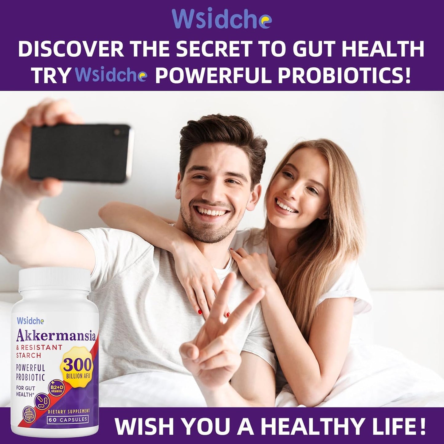 300 Billion AFU Akkermansia Muciniphila Probiotic Supplement for Men & Women - Supports Gut, Digestive, and Immune Health - 240 Capsules