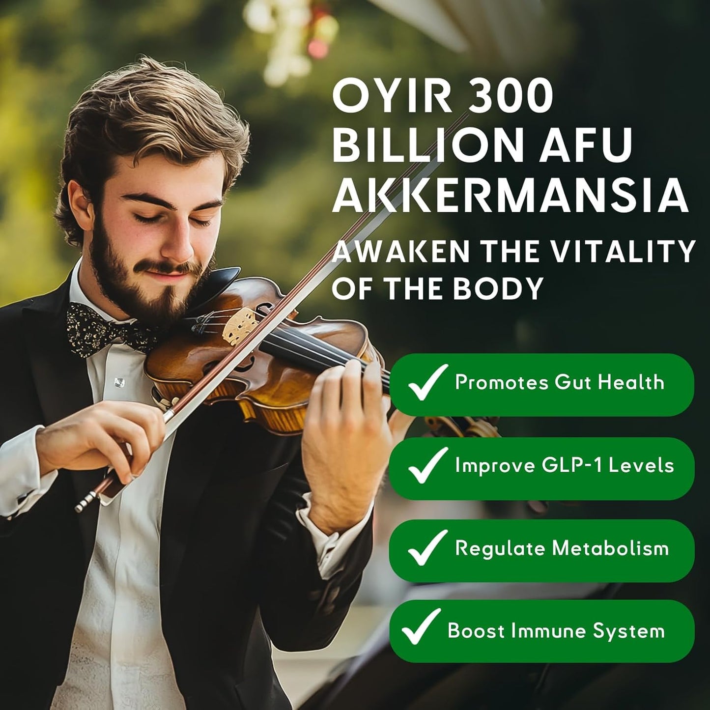 300 Billion AFU Akkermansia Probiotic Supplement for Digestive & Immune Support - GLP-1 Probiotic for Gut Health - Men & Women's Overall Wellness Boost