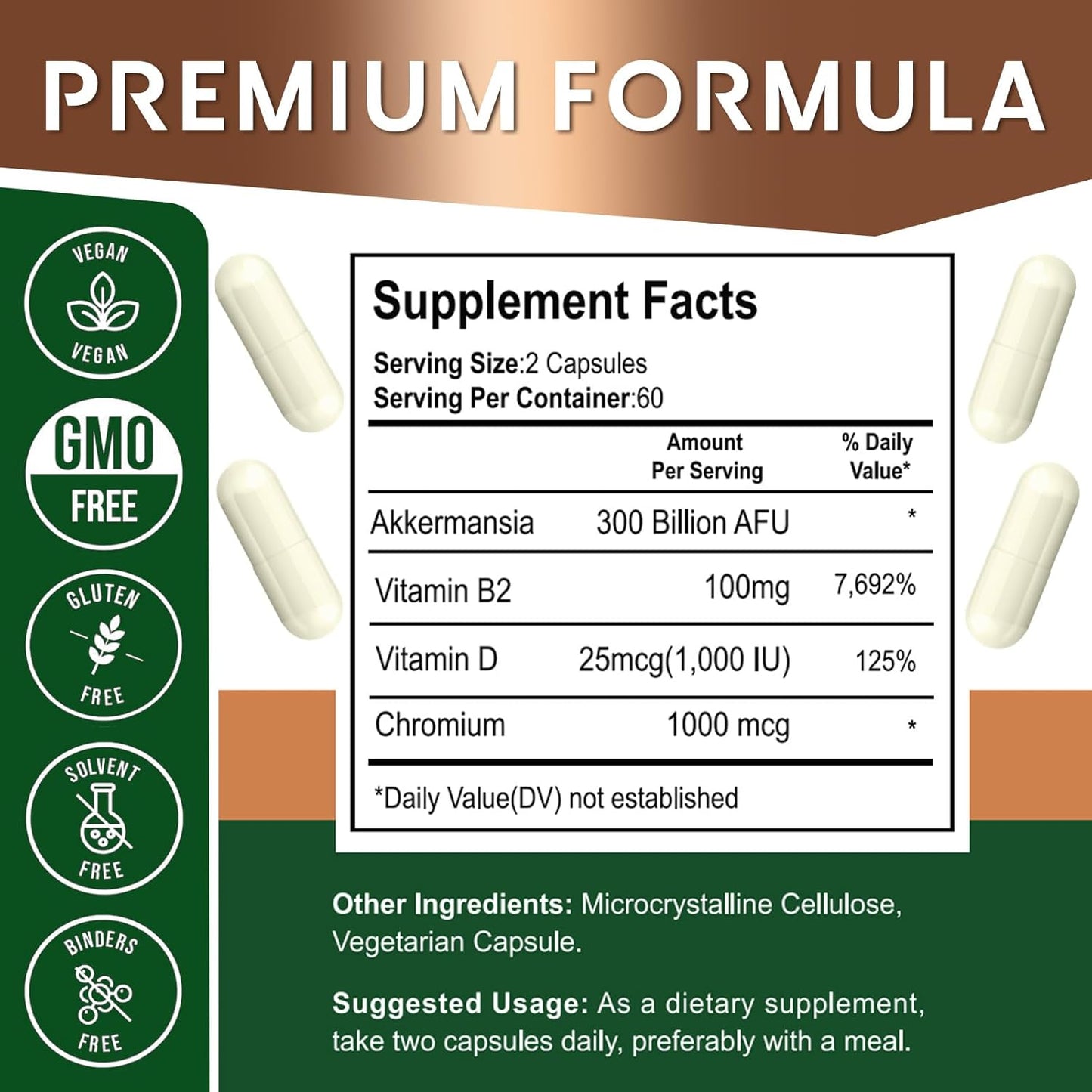 300 Billion AFU Akkermansia Probiotic: Supports GLP-1 Production, Digestive & Immune Health, Gut Lining Function - Men & Women