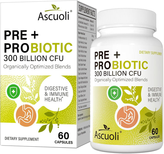 300 Billion CFU Probiotic Supplement with 22 Strains + 15 Organic Herbs for Digestive Health - 60 Capsules