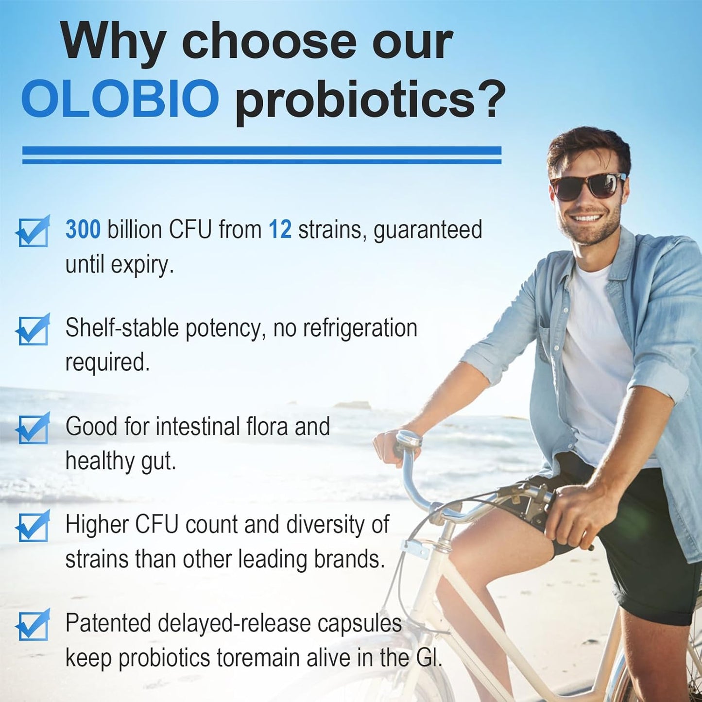 300 Billion CFU Probiotic with 12 Strains, 3 Prebiotics, Digestive & Immune Support, Vegan, 120 Capsules