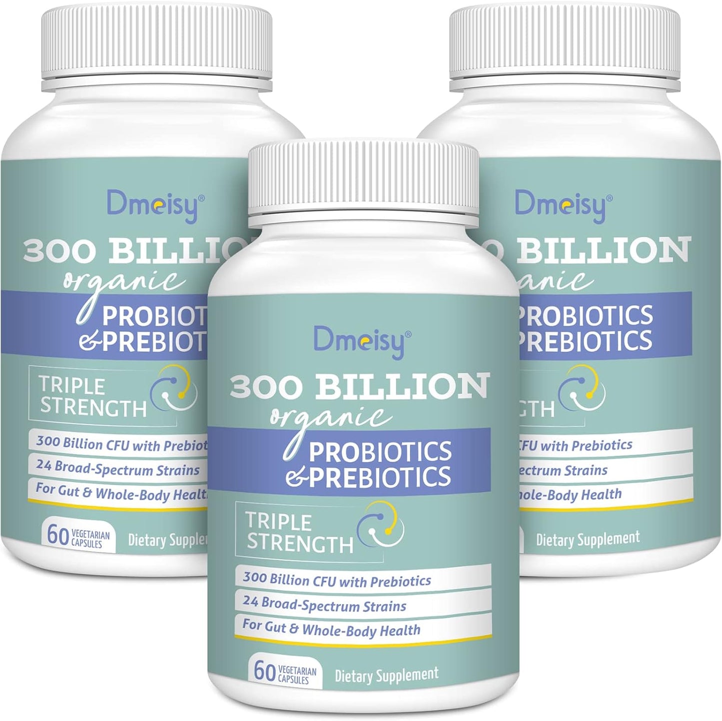 300 Billion CFU Probiotics + Prebiotics for Gut Health - 24 Strains, 15 Organic Herbs - Women & Men, Immune Support - 6 Month Supply